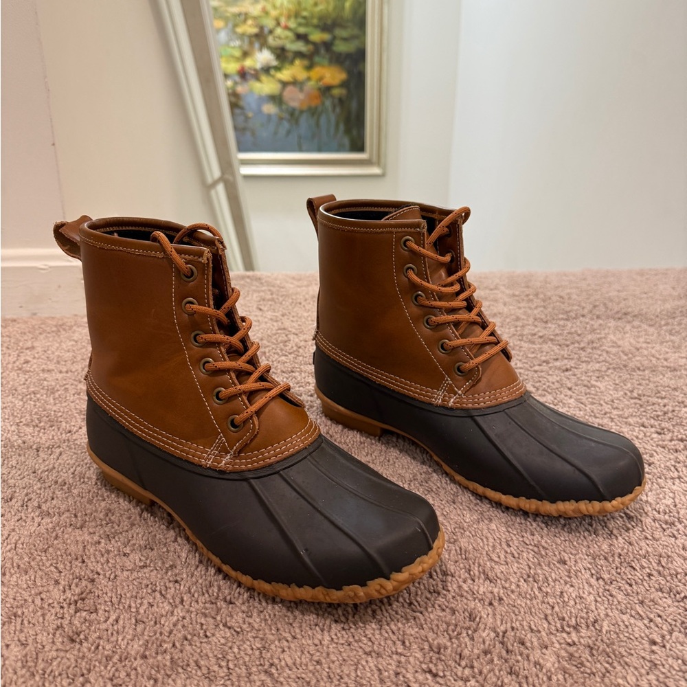 Sebago Men's Tan and Black Rain Boots 41.5 / size 8 boat shoes fishing hunting
